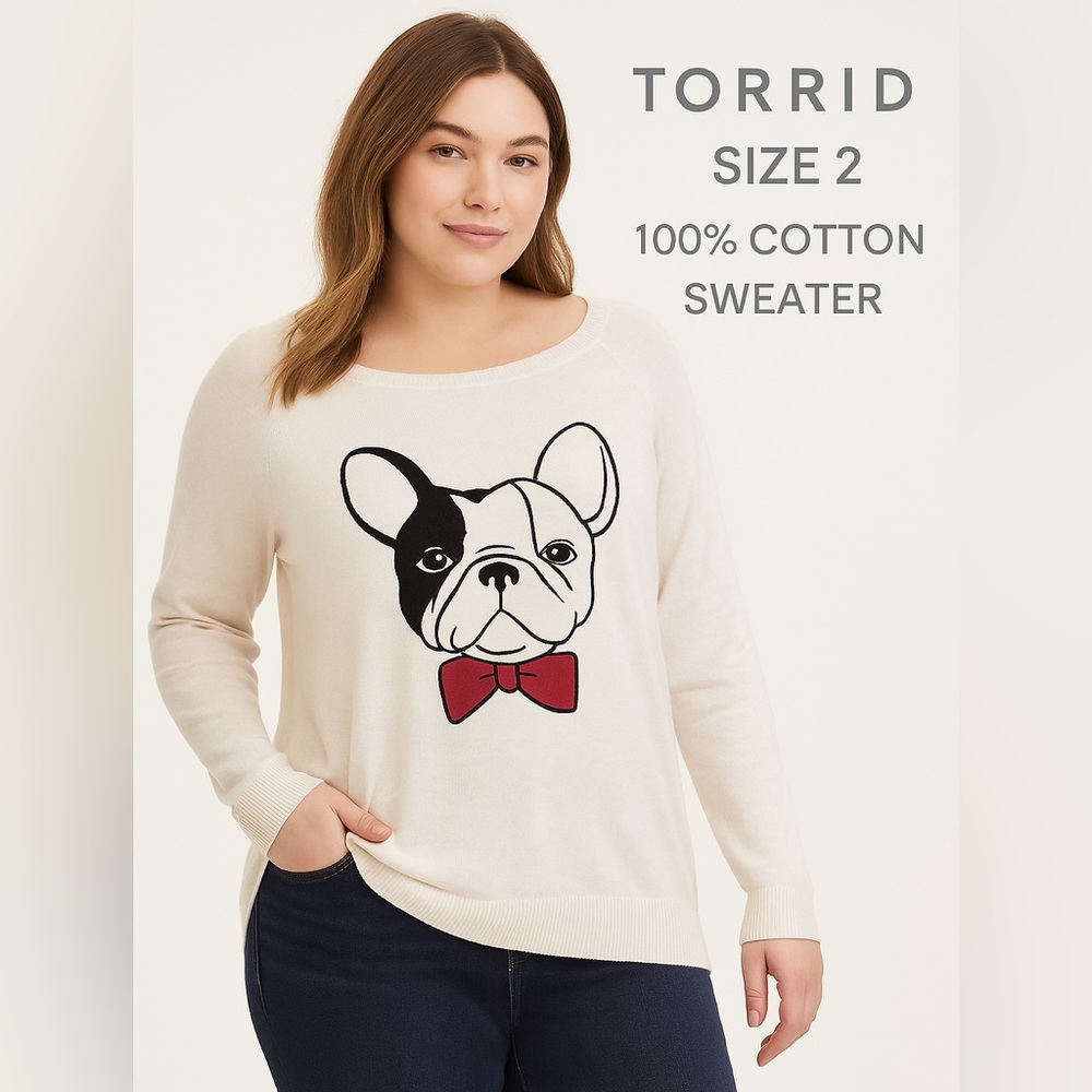 Torrid French Bulldog Sweater|Size 2|100%Cotton - Picture 3 of 8